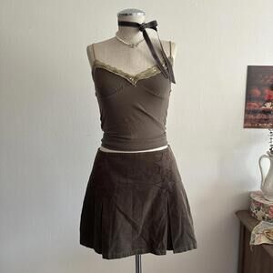 Brown corduroy star mini skirt